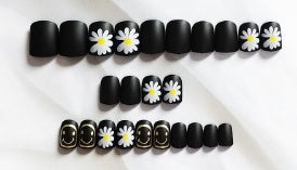 Short Frosted Daisy Nail Sheet