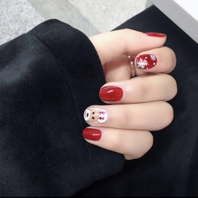 Manicure Artificial Christmas Snowflake Fake Nails