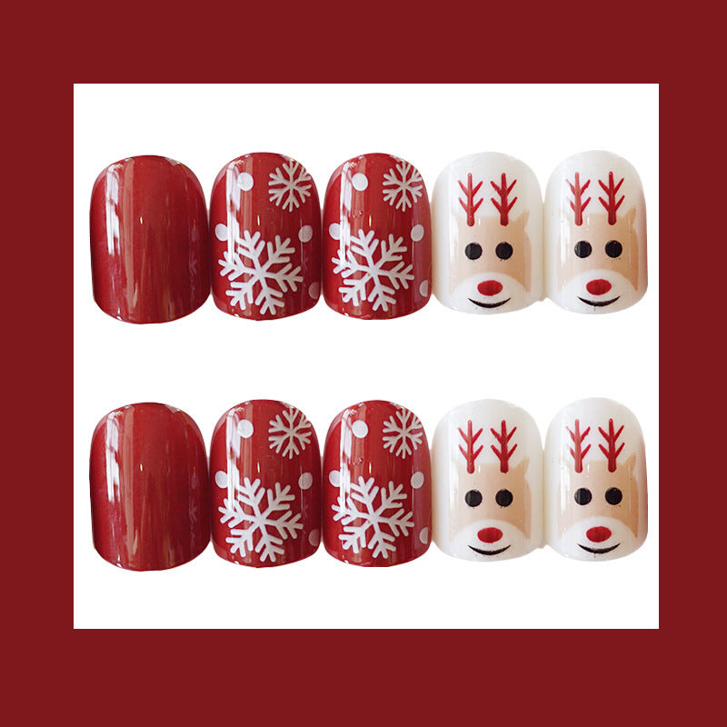 Manicure Artificial Christmas Snowflake Fake Nails