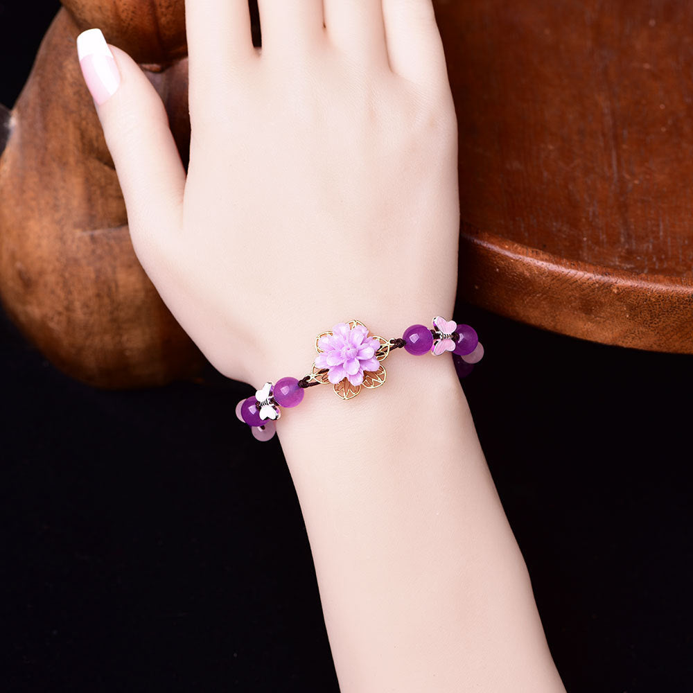 Purple Jade Powder Crystal Bracelet