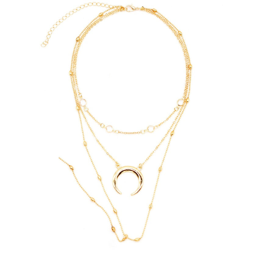 Fashion Multilayer Crescent Moon Choker