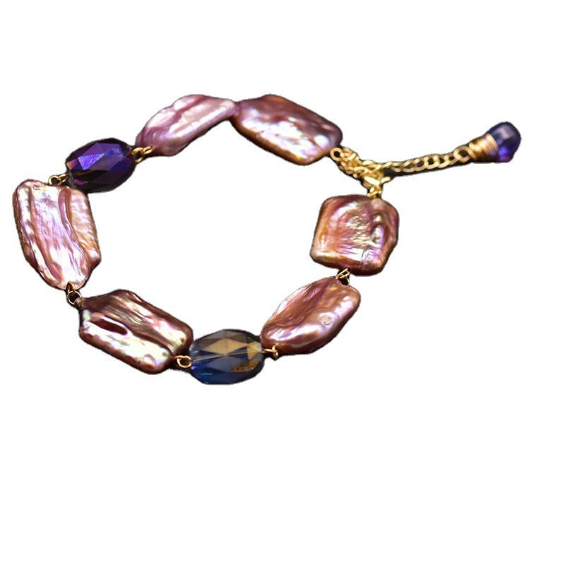 Natural Baroque Purple Pearl Bracelet