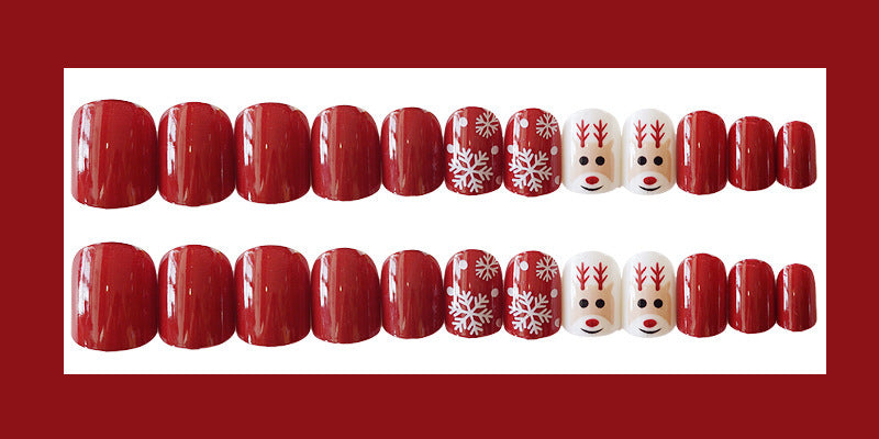 Manicure Artificial Christmas Snowflake Fake Nails