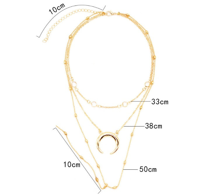 Fashion Multilayer Crescent Moon Choker