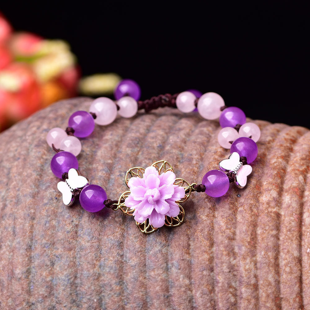 Purple Jade Powder Crystal Bracelet