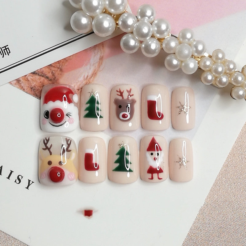 Christmas Nail Fake Pieces Finished Nails Fingernail