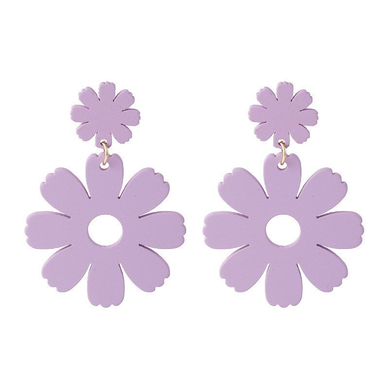 Purple Simple Flower Earrings