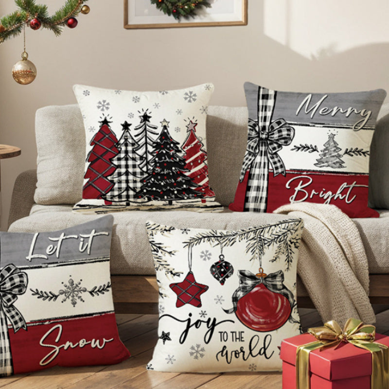 Christmas Cushion Cover Pillowcase Merry Christmas Decor For Home 2024 Xmas Ornament Happy NewYear Gift