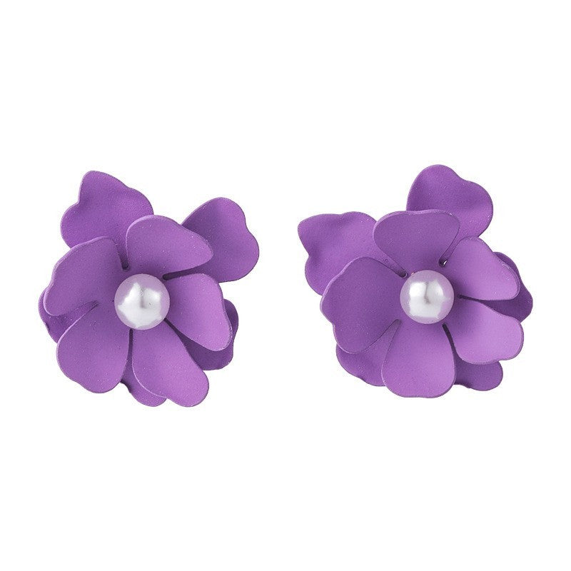 Purple Simple Flower Earrings