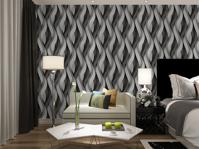 3D Three-dimensional Simple Abstract Wave Pattern PVC Wallpaper