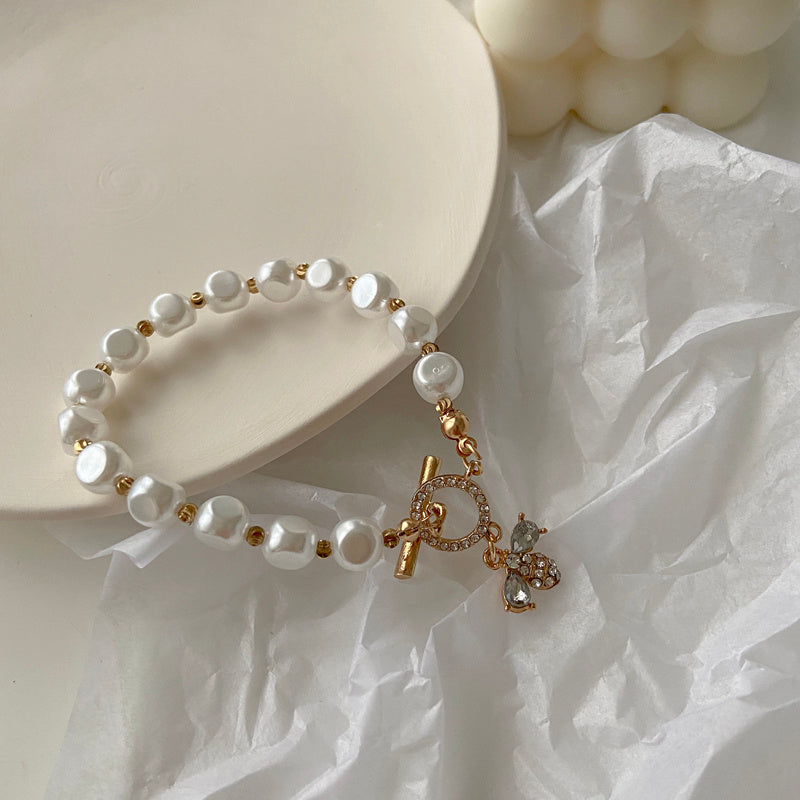 Bohemian Design Natural Stone Pearl Pendant Bracelet