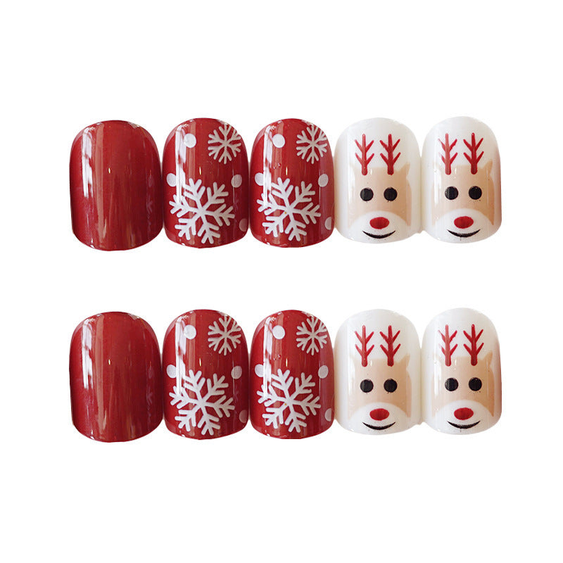 Manicure Artificial Christmas Snowflake Fake Nails