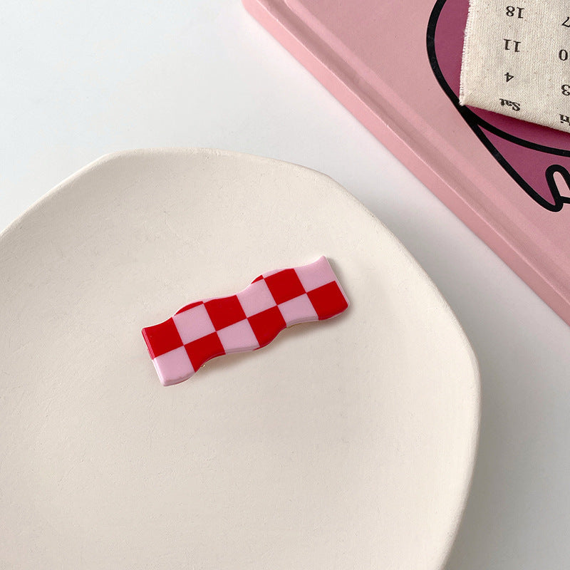 Wavy Checkerboard Hair Clips