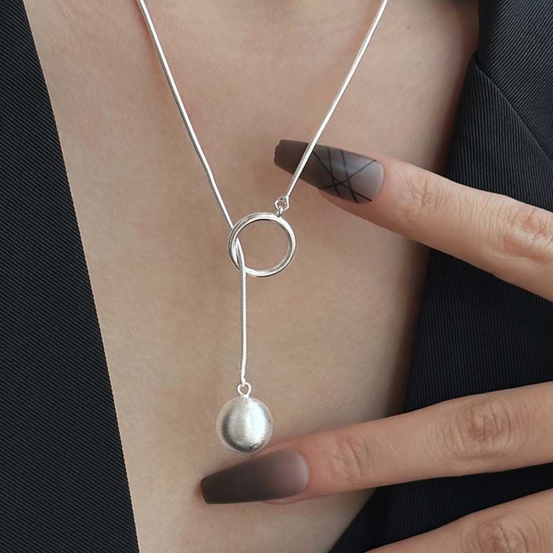 Ins Round Ball Ring Long Necklace