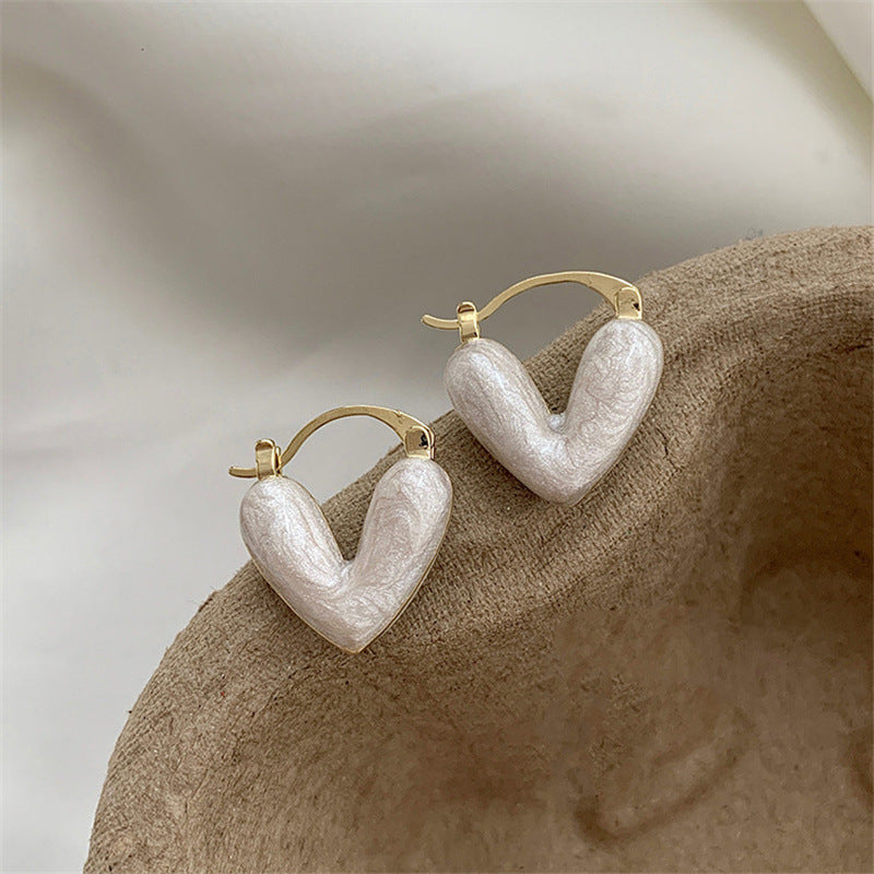 Enamel Heart Pendant Drop Earrings