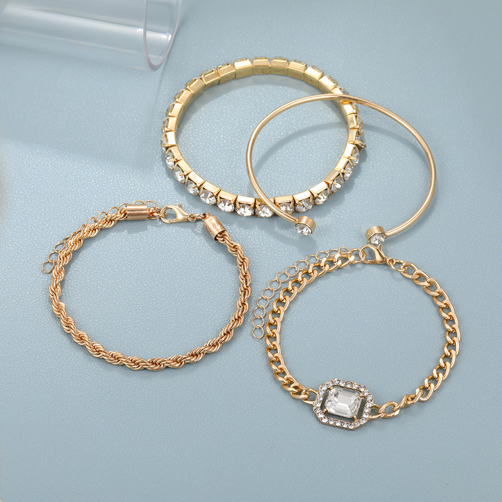 Bohemian Design 4 Pcs Crystal Bracelet Set