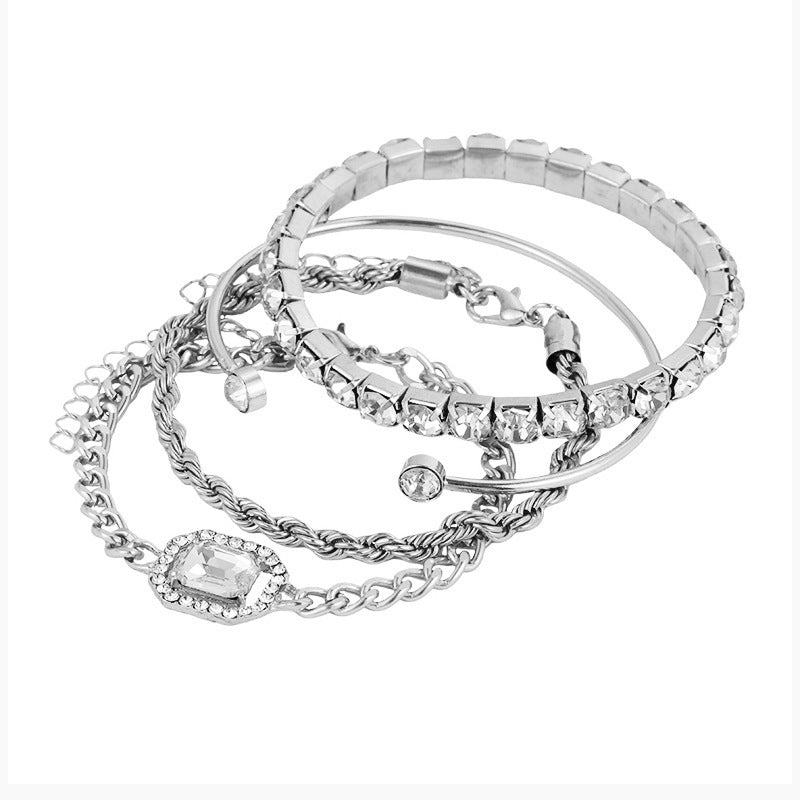 Bohemian Design 4 Pcs Crystal Bracelet Set