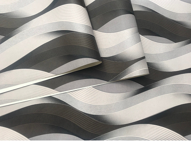 3D Three-dimensional Simple Abstract Wave Pattern PVC Wallpaper