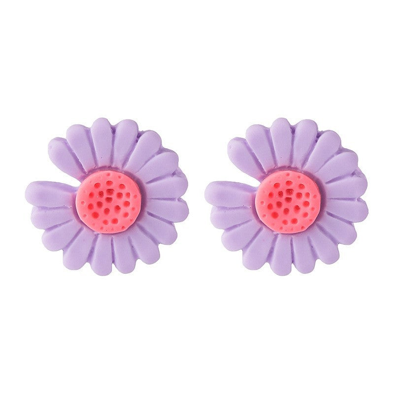 Purple Simple Flower Earrings