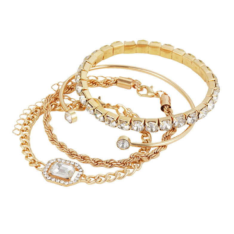 Bohemian Design 4 Pcs Crystal Bracelet Set