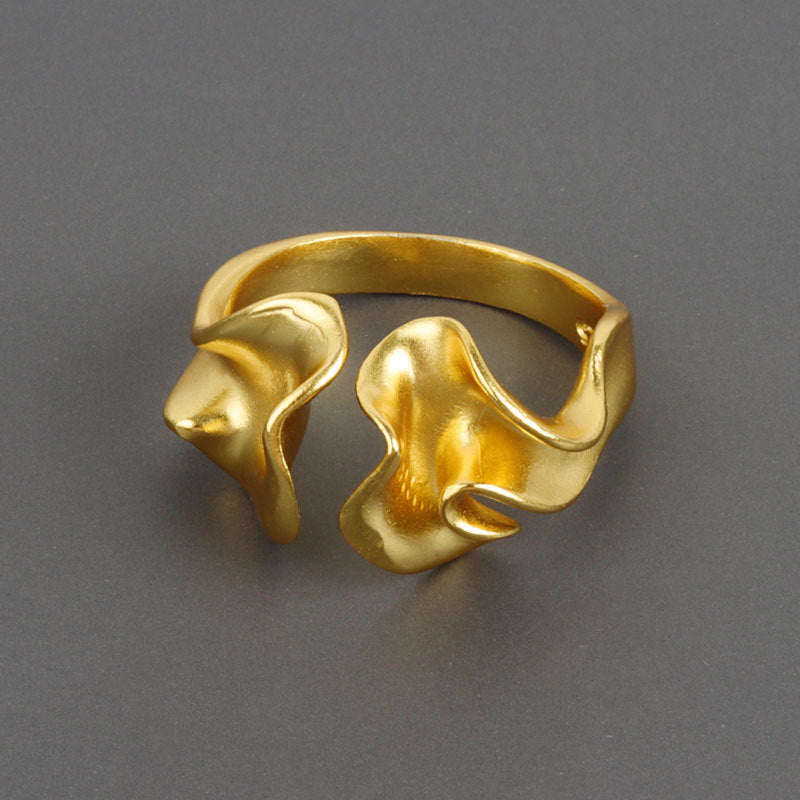 Abstract Wave Pattern Irregular Concave-convex Matte Ring