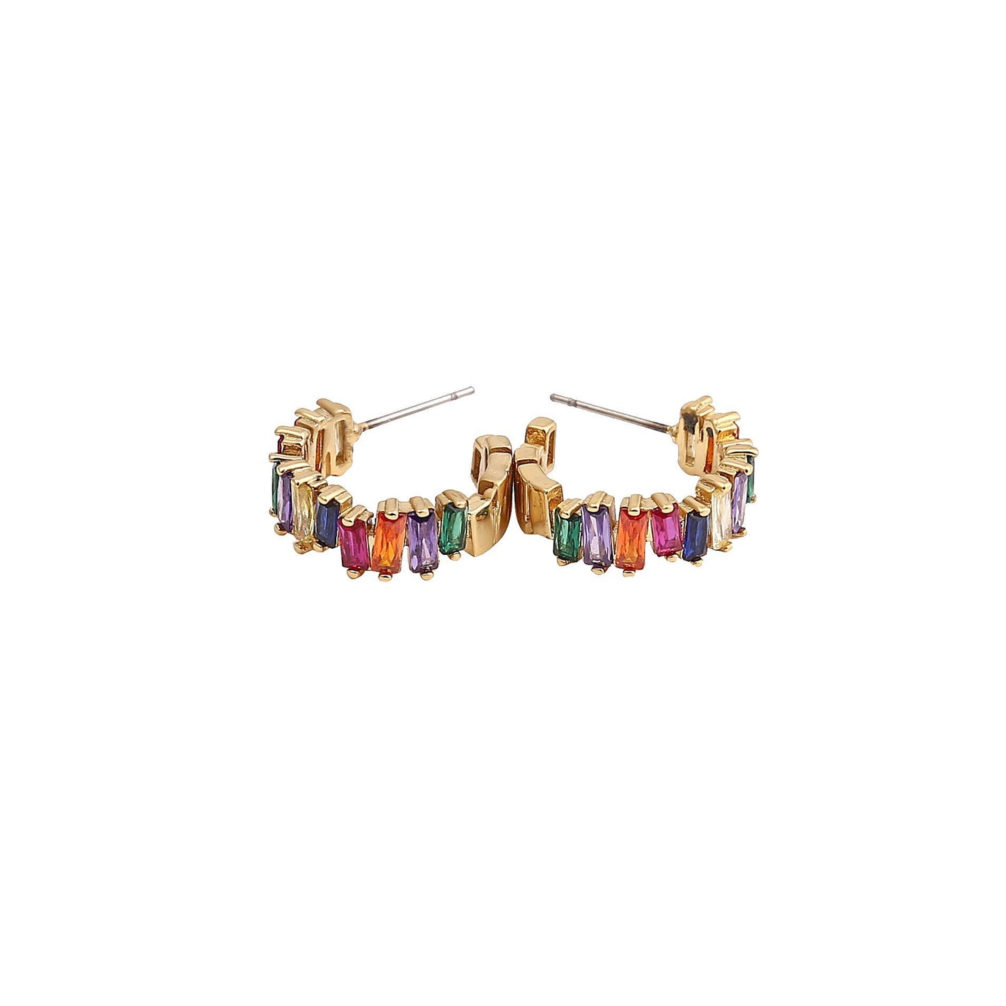 18K Rainbow C- Shaped Earrings