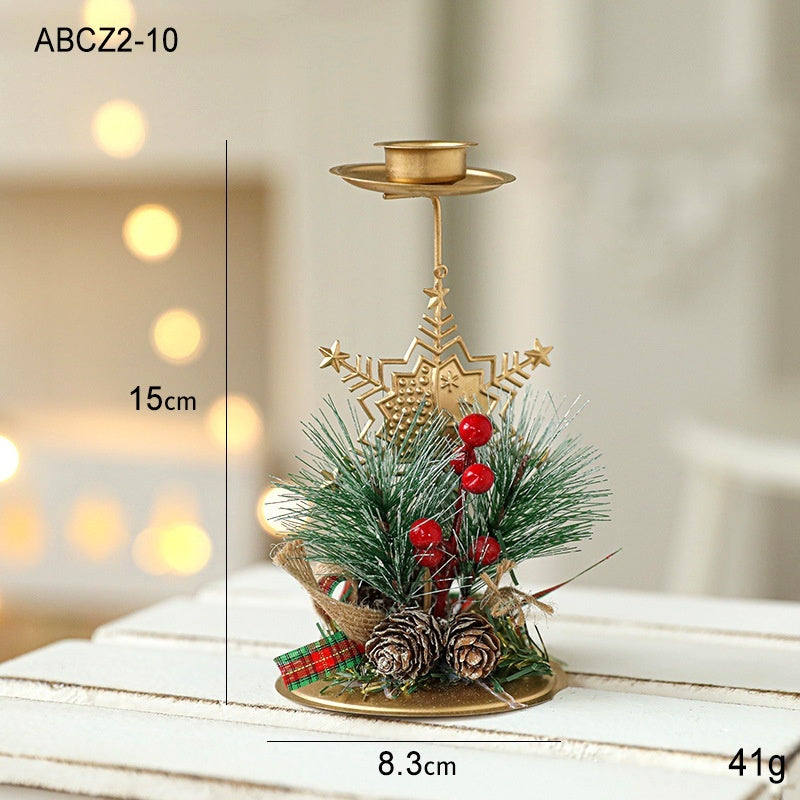 Christmas Candlestick Golden Wrought Iron Window Decoration