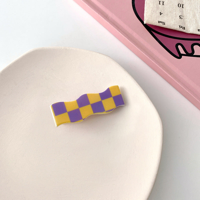 Wavy Checkerboard Hair Clips