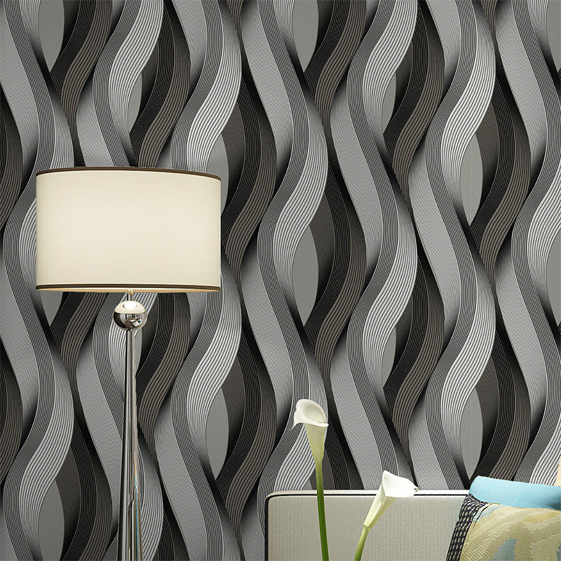 3D Three-dimensional Simple Abstract Wave Pattern PVC Wallpaper