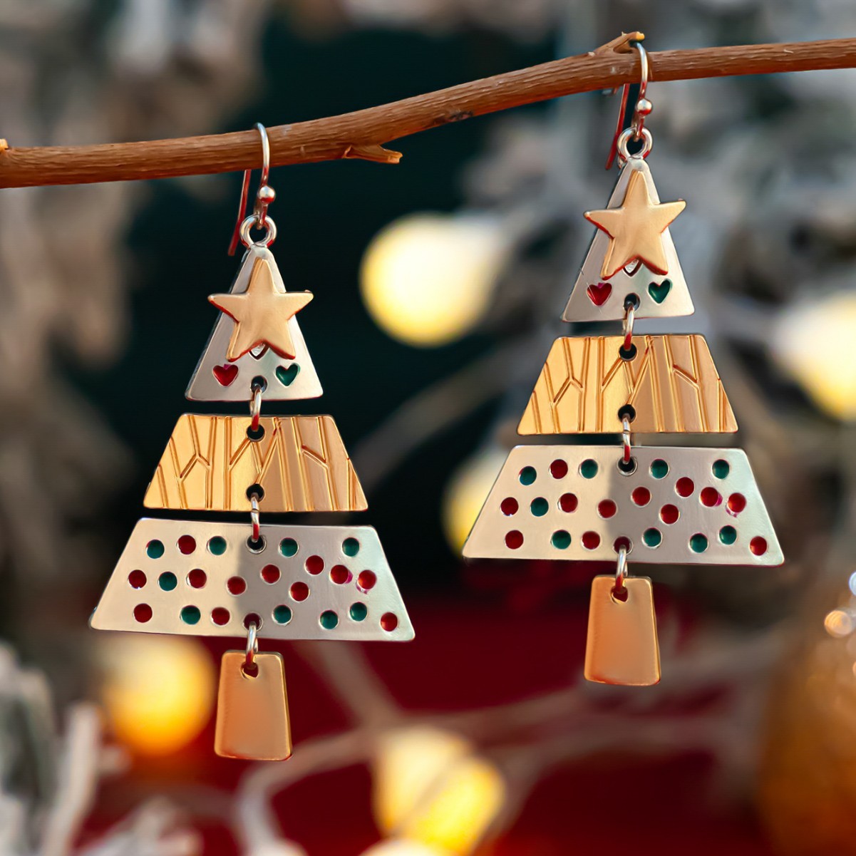 Christmas Tree Necklace And Earrings Jewelry