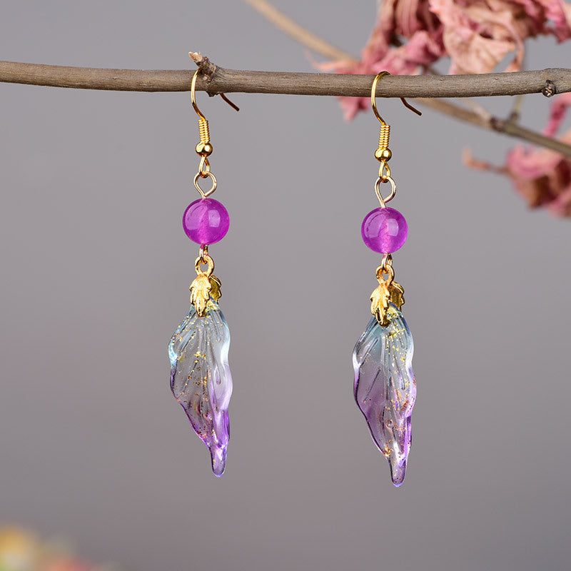 Earrings Vintage Tassel Long Purple