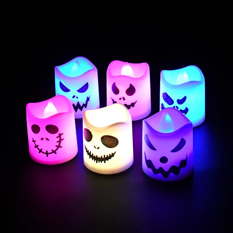 6pcs Halloween Led Ghost Pumpkin Candle Light