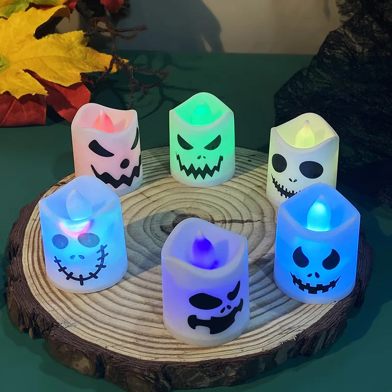 6pcs Halloween Led Ghost Pumpkin Candle Light