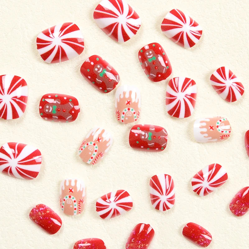 24Pcs Short Christmas Press on Nail