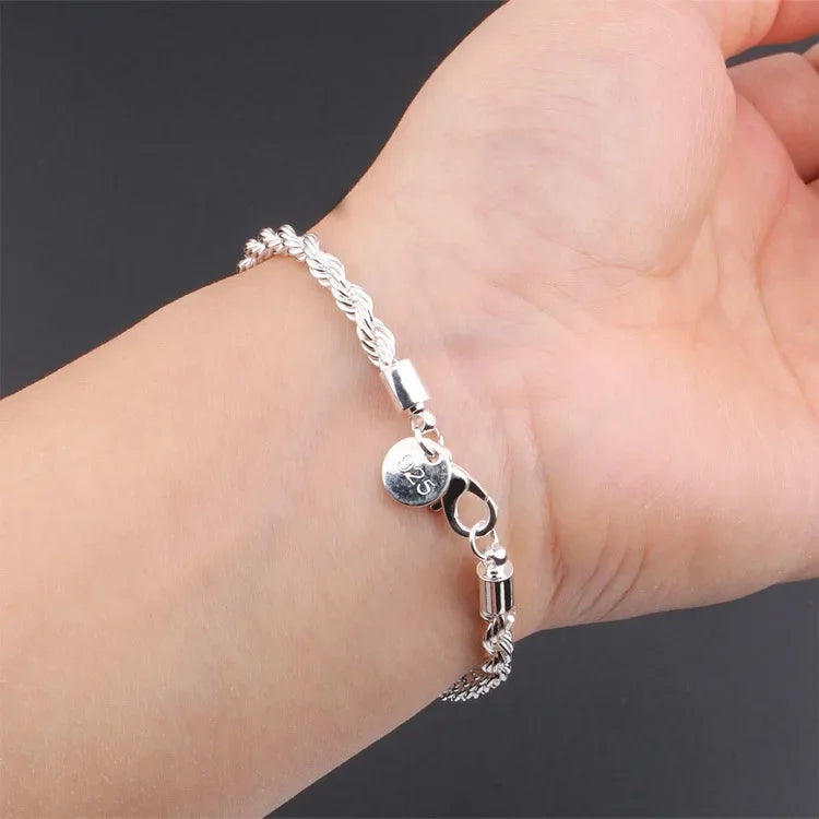 925 Sterling Silver Twisted Rope Bracelets