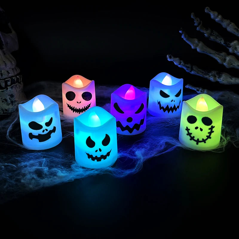 6pcs Halloween Led Ghost Pumpkin Candle Light