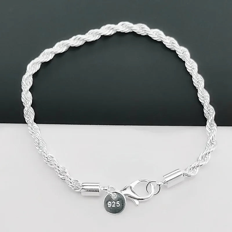 925 Sterling Silver Twisted Rope Bracelets