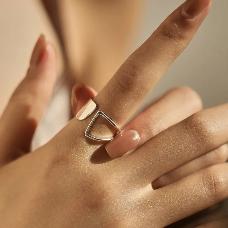 Silver Punk Hollow Adjustable Rings