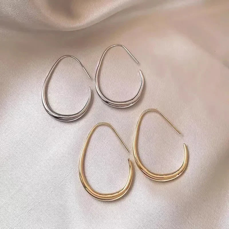 Luxury Geometric Big Oval Hoop Earrings