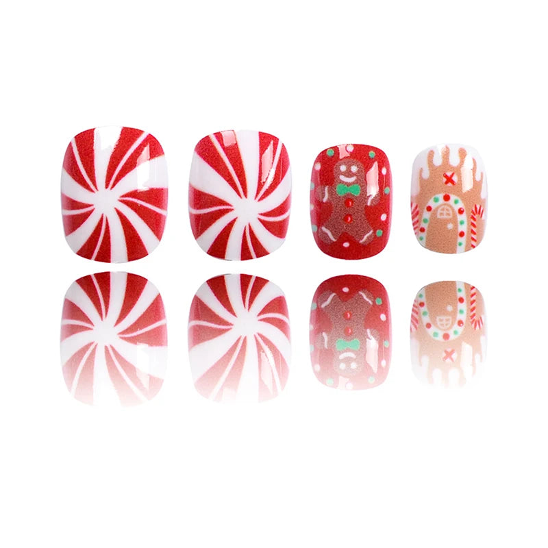 24Pcs Short Christmas Press on Nail