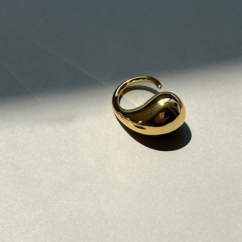 Trendy Gold Silver Waterdrop Ring