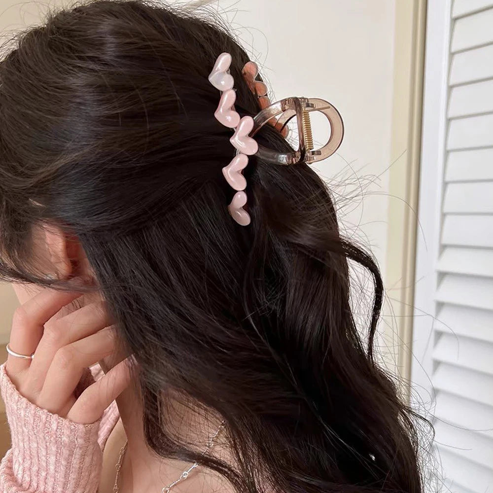 Elegant Jelly Heart Hair Claw Clip