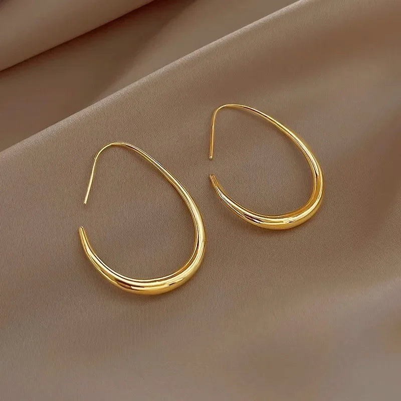 Luxury Geometric Big Oval Hoop Earrings