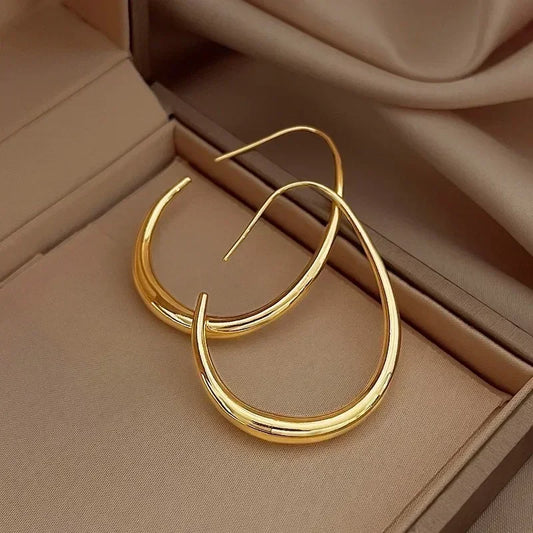 Luxury Geometric Big Oval Hoop Earrings