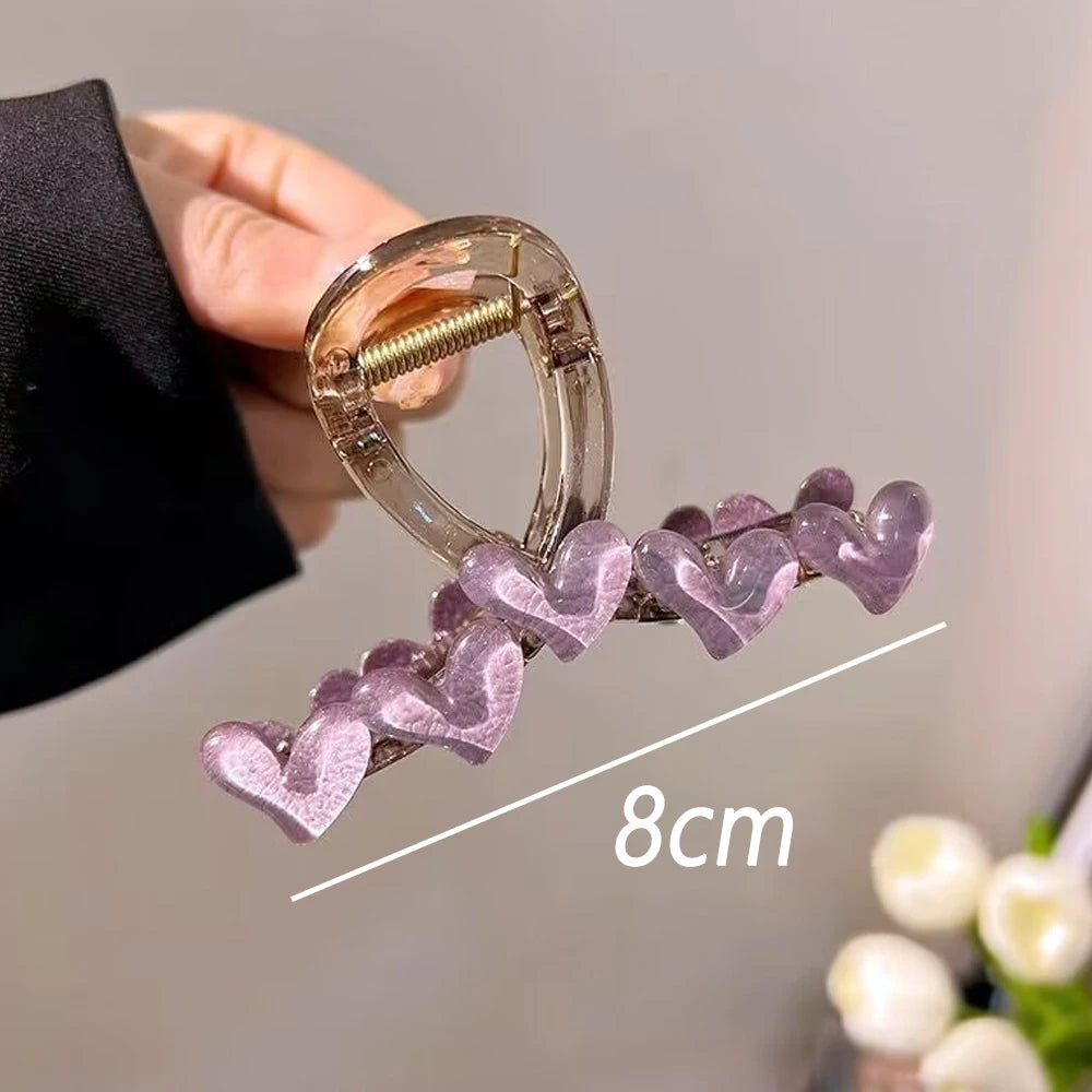 Elegant Jelly Heart Hair Claw Clip