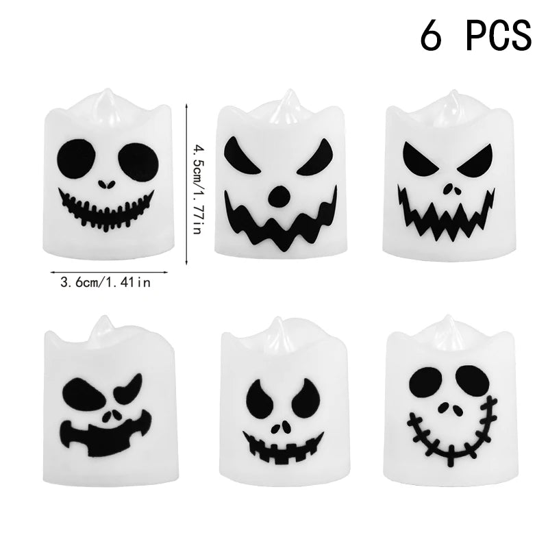 6pcs Halloween Led Ghost Pumpkin Candle Light