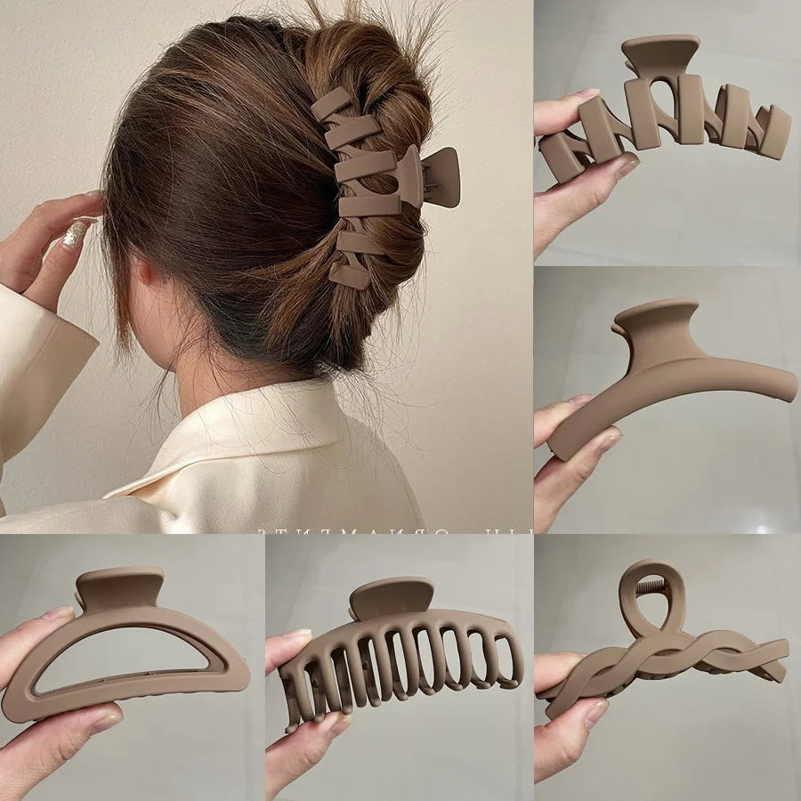 Coffee Beige Acrylic Large Hair Claw Hairpin