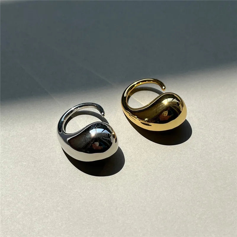 Trendy Gold Silver Waterdrop Ring