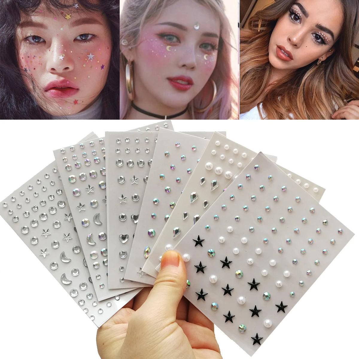 3D Eyes Face Jewels Stickers