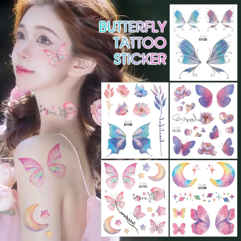 3D Fairy Butterfly Wings Shiny Tattoo Sticker